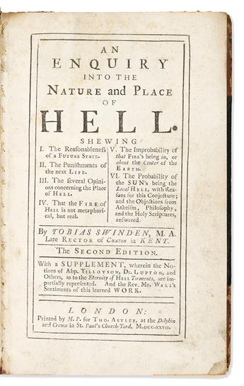 Swinden, Tobias (1659-1719) An Enquiry into the Nature and Place of Hell.